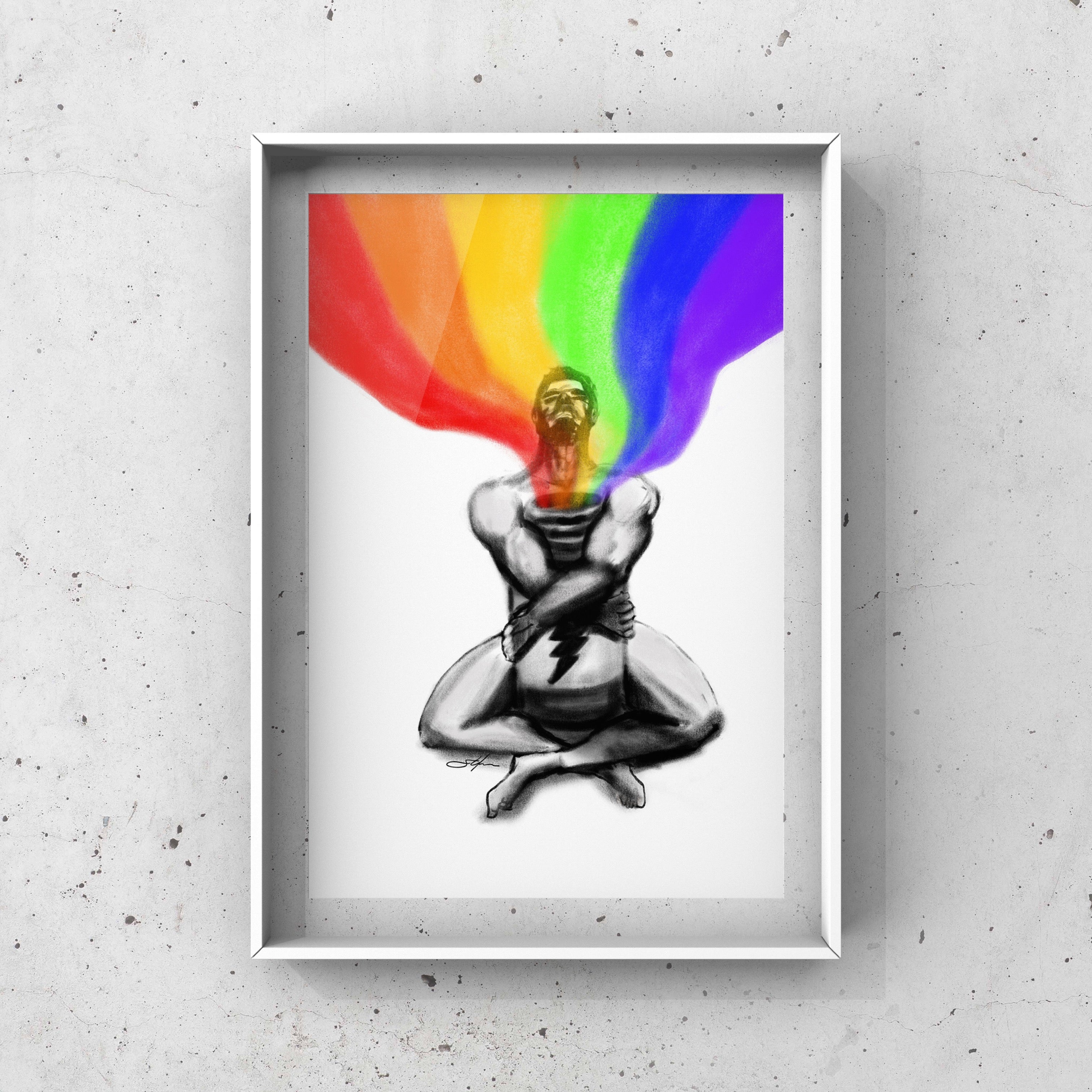 Male nude gay pride rainbow poppers Art