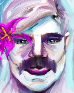 male portrait floral figurative