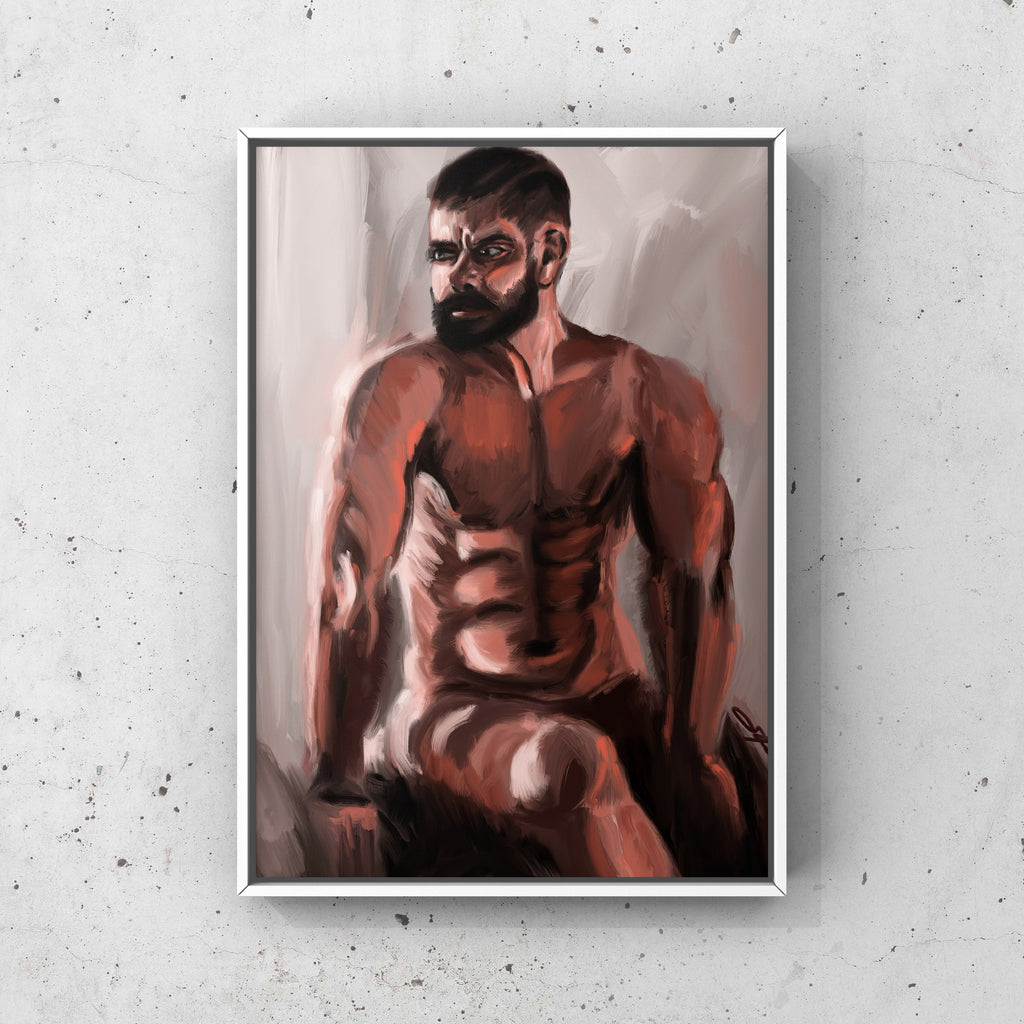 Male figurative art work featuring nude male